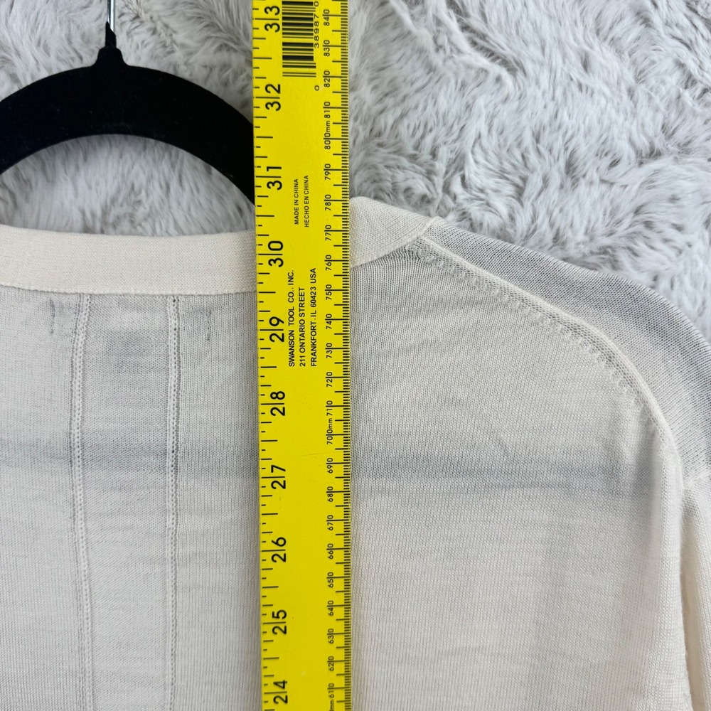 Banana Republic Cardigan Womens Large Ivory Merino Wool V-Neck Button Pockets - Picture 9 of 12